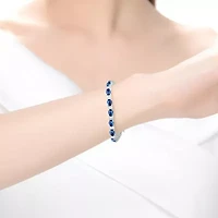 Lab Created Sterling Silver White Gold Plated with Colored Cubic Zirconia Bracelet