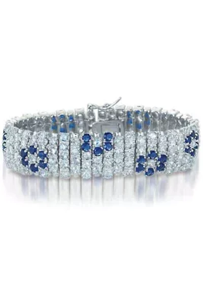Lab Created Elegant Wide Bracelet Sterling Silver White Gold Plating with Cubic Zirconia