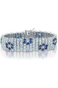 Lab Created Elegant Wide Bracelet Sterling Silver White Gold Plating with Cubic Zirconia