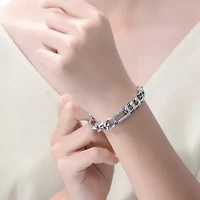 Lab Created Men's Sterling Silver White Gold Plated with Iced Out Cubic Zirconia Paper Clip Curb Chain Bracelet