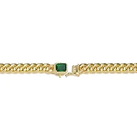 Lab Created Luxurious Sterling Silver Curb Chain Bracelet with 14k Gold Plated Cubic Zirconia Halo Cluster
