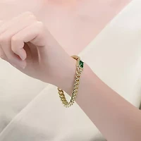 Lab Created Luxurious Sterling Silver Curb Chain Bracelet with 14k Gold Plated Cubic Zirconia Halo Cluster