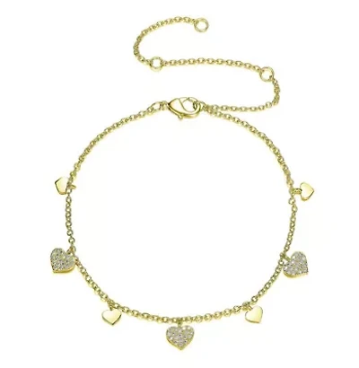 Lab Created Cubic Zirconia Heart Halo Charm Kids/Teens Bracelet in Sterling Silver