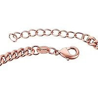 Lab Created Sterling Silver 18K Rose Gold Plated with Ruby Red Heart Cubic Zirconia Charm Bracelet