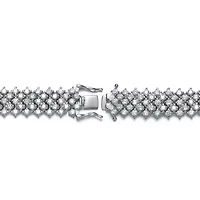 Lab Created Sterling Silver White Gold Plated with Rows of Sparkling Cubic Zirconia Tennis Bracelet