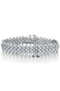 Lab Created Sterling Silver White Gold Plated with Rows of Sparkling Cubic Zirconia Tennis Bracelet