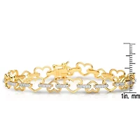 Lab Created 14K Gold Plated with Clear Cubic Zirconia Heart Bracelet