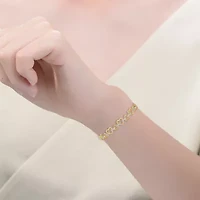 Lab Created 14K Gold Plated with Clear Cubic Zirconia Heart Bracelet