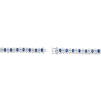 Lab Created Sterling Silver White Gold Plated with Sapphire Blue Cubic Zirconia 'Bling' Bracelet