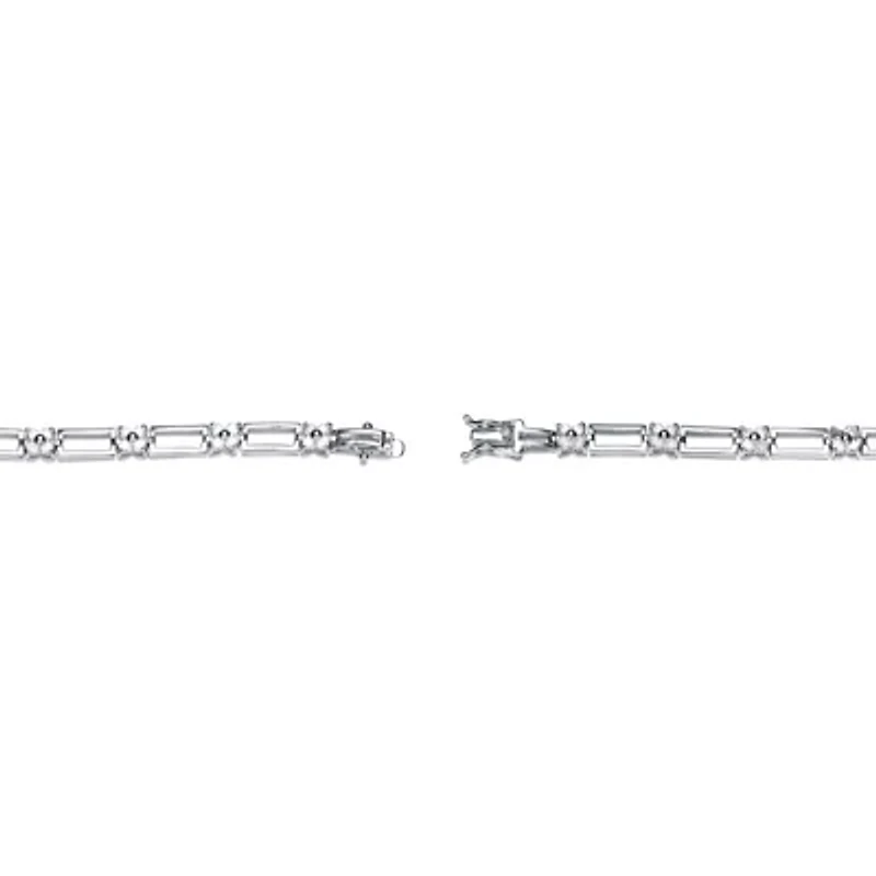 Lab Created Sterling Silver White Cubic Zirconia with Clear Cubic Zirconia Flower Design Bracelet