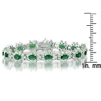 Lab Created Sterling Silver White Gold plated with Emerald Green Cubic Zirconia Tennis Bracelet