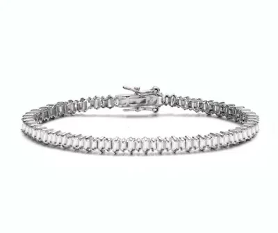 Lab Created Sterling Silver White Gold Plated with Clear Cubic Zirconia Tennis Bracelet