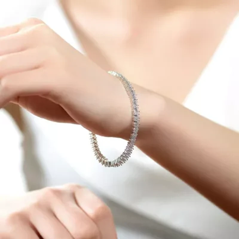 Lab Created Sterling Silver White Gold Plated with Clear Cubic Zirconia Tennis Bracelet