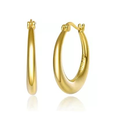 Lab Created 14K Gold Plated Large Hoop Earrings