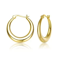 Lab Created 14K Gold Plated Large Hoop Earrings