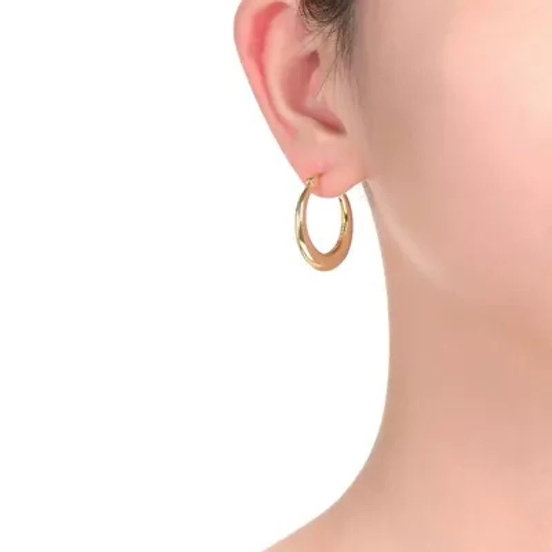 Lab Created 14K Gold Plated Large Hoop Earrings