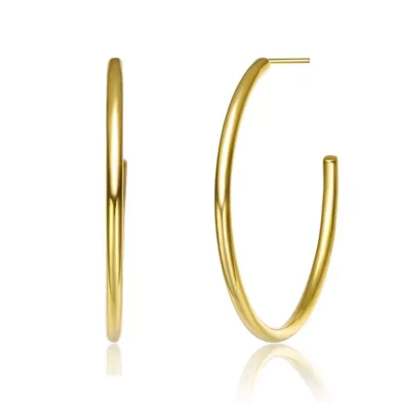 Lab Created 14K Gold Plated Large Open Hoop Earrings