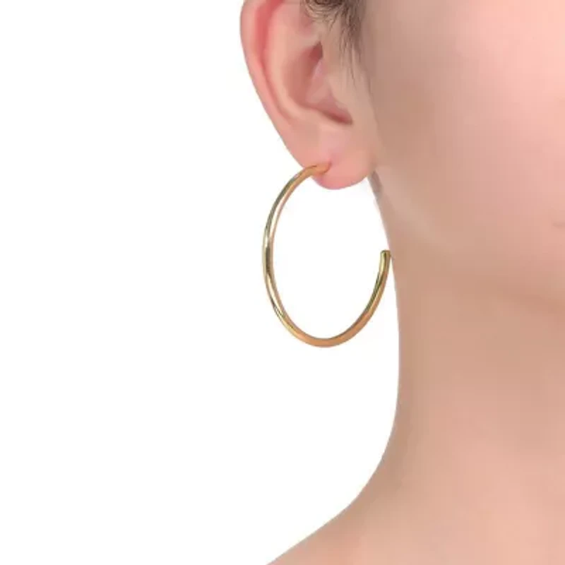 Lab Created 14K Gold Plated Large Open Hoop Earrings