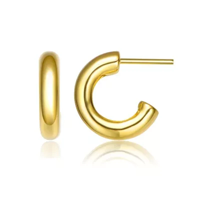 Lab Created 14K Gold Plated Small Open Hoop Earrings for Teens
