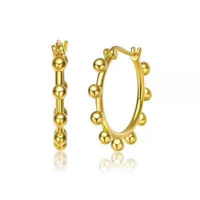 14K Gold Plated Cubic Zirconia Hoop Earrings