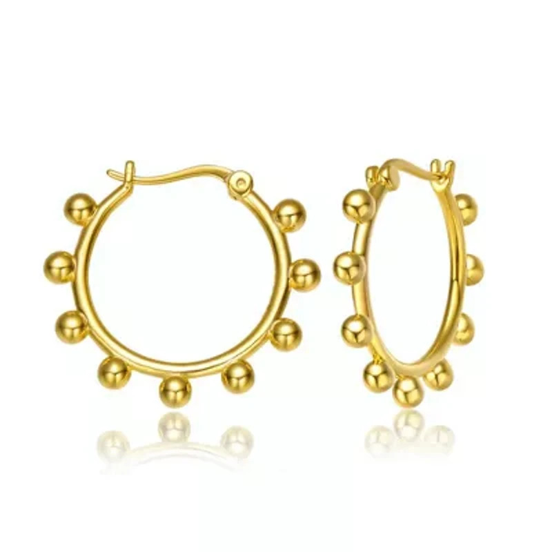 14K Gold Plated Cubic Zirconia Hoop Earrings