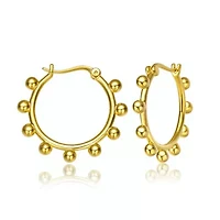 14K Gold Plated Cubic Zirconia Hoop Earrings