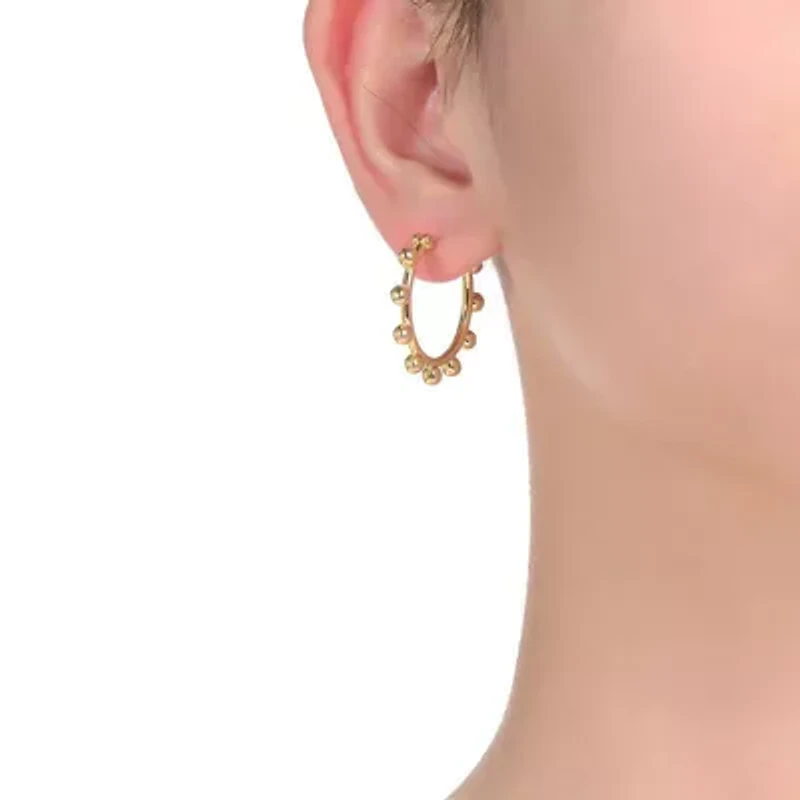14K Gold Plated Cubic Zirconia Hoop Earrings
