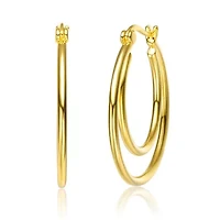 Lab Created 14K Gold Plated Double stack Hoop Earrings