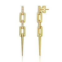 Lab Created 14K Gold Plated Cubic Zirconia Drop Earrings