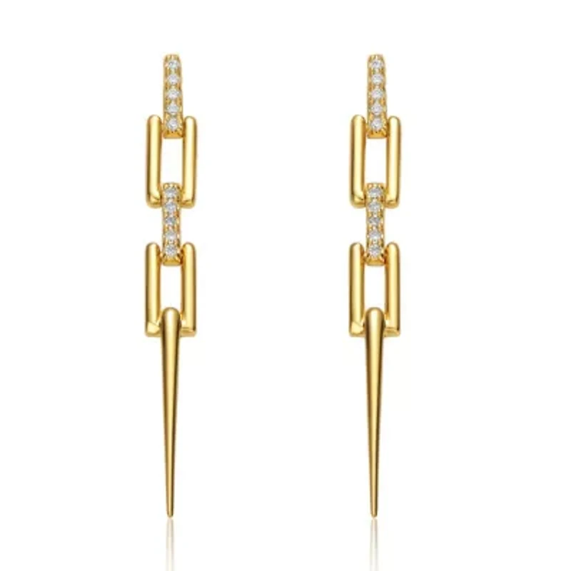 Lab Created 14K Gold Plated Cubic Zirconia Drop Earrings