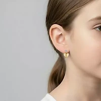 Lab Created 14K Gold Plated with Cubic Zirconia Heart Dangle Earrings for Kids