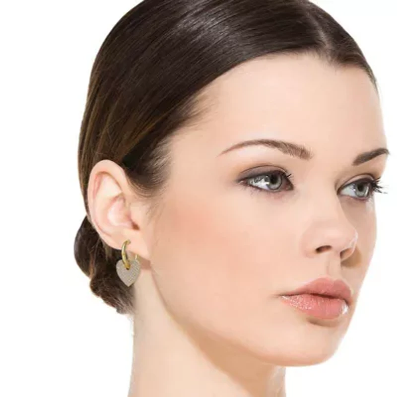 Lab Created 14K Gold Plated with Cubic Zirconia Heart Dangle Infinity Hoop Drop Earrings for Teens