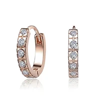 Lab Created 18K Rose Gold Plated Cubic Zirconia Extra Mini Huggie Hoop Earrings