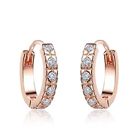 Lab Created 18K Rose Gold Plated Cubic Zirconia Extra Mini Huggie Hoop Earrings