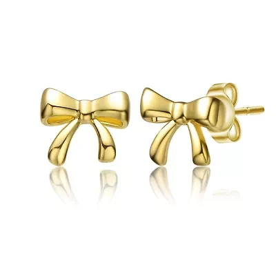 Lab Created 14k Gold Plated Wrapped in Ribbons Tiny Stud Earrings for Baby/Toddler