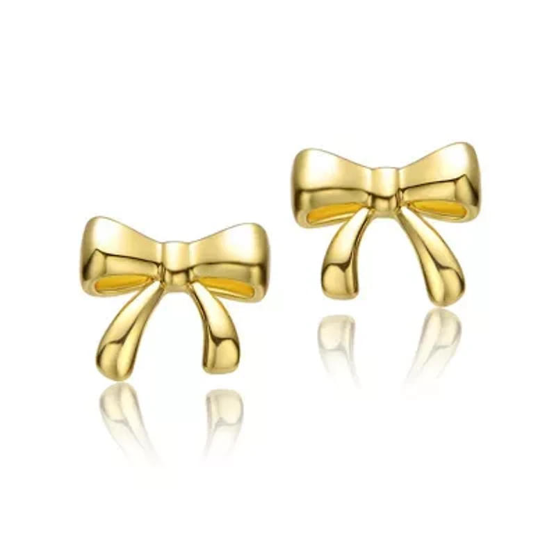 Kids 14K Gold Plated Tiny Ribbons Stud Earrings