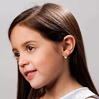 14K Gold Plated with Mother of Pearl Butterfly Inlay Dangle Drop Leverback Earrings for Kids