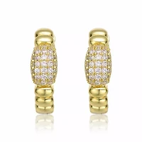 Lab Created 14K Gold Plated with Clear Cubic Zirconia Scalloped Hoop Earrings