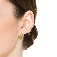 Lab Created 14K Gold Plated Twisted Halo Hoop Earrings