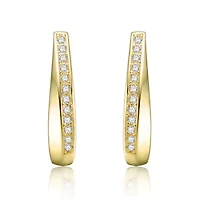 Lab Created 14K Gold Plated with Clear Cubic Zirconia U-Shaped Hoop Earrings