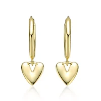 14K Gold Plated Heart Dangling Earrings for Teens