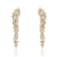 Lab Created 14K Gold Plated Cubic Zirconia Waterfall Cluster Linear Earrings