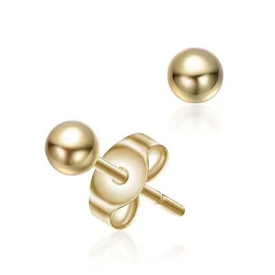 Lab Created 14K Gold Plated Round Ball Stud Earrings for Kids