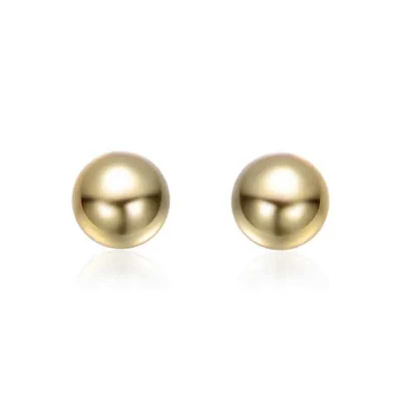 Lab Created 14K Gold Plated Round Ball Stud Earrings for Kids