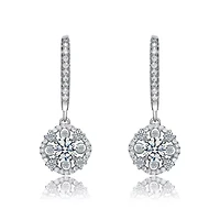 Lab Created Classic White Gold Plated Leverback Dangle Earrings