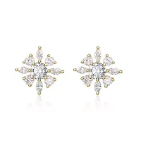 Lab Created 14K Gold Plated with Cubic Zirconia Christmas Snowflake Stud Earrings