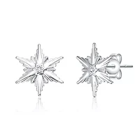 Lab Created White Gold Plated with Cubic Zirconia Snowflake Christmas Earrings