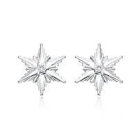 Lab Created White Gold Plated with Cubic Zirconia Snowflake Christmas Earrings