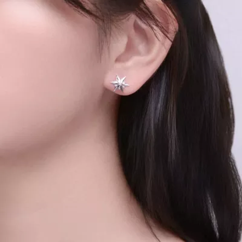 Lab Created White Gold Plated with Cubic Zirconia Snowflake Christmas Earrings