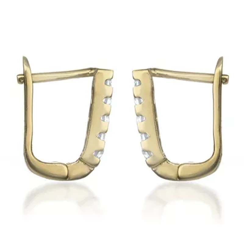 Lab Created Clear Cubic Zirconia U Shaped Hoop Earrings